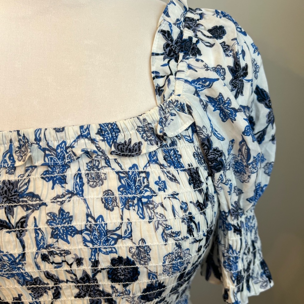 Misa Los Angeles Abbey Smocked Square-Neck Crop Top - Small - Picture 5 of 7